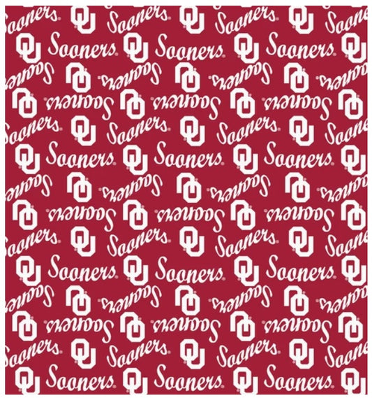 Oklahoma Sooners NCAA College Mini Packed Logo Sykel Enterprises Cotton Fabric OU-1390