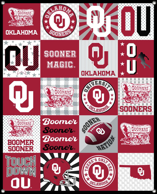 Oklahoma Sooners NCAA College Shirt Spirit Banner 58x47 inches Sykel Enterprises 4 Grommets Polyester Fabric OU-5003
