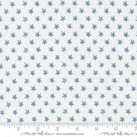 Old Glory Star Spangled Americana Stars Cloud Sky Blue Lella Boutique Moda Cotton Fabric