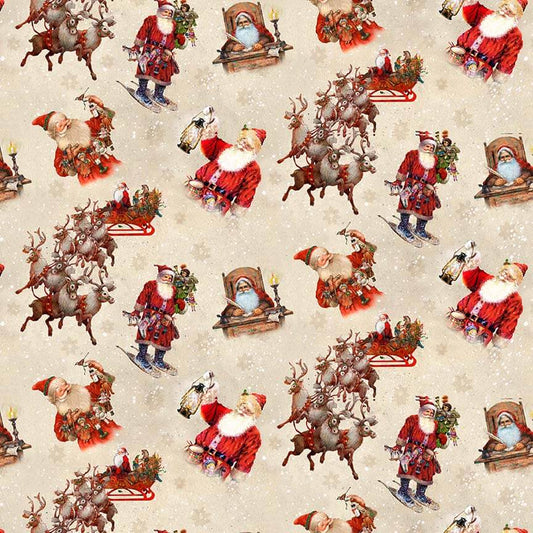 Old Saint Nick Saint Nick Cream Robert Giordano Henry Glass Cotton Fabric