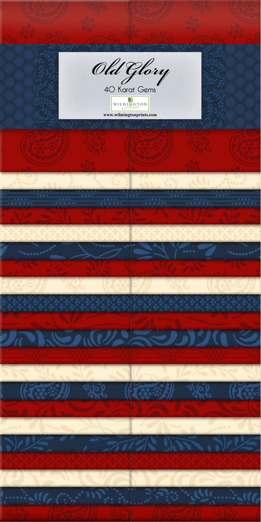 Old Glory 2.5" Strips Karat Gems 40pcs Wilmington Prints Cotton Fabric WP-842-46-842
