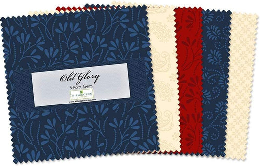 Old Glory Red White Blue 5" Squares Karat Gems Wilmington Prints Cotton Fabric