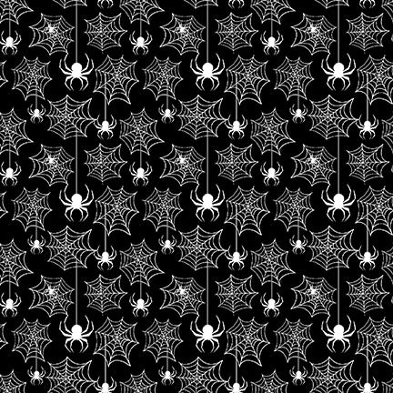 Olde Salem Black Hat Society Spiderweb Black Glow in Dark Shelly Comiskey Henry Glass Cotton Fabric