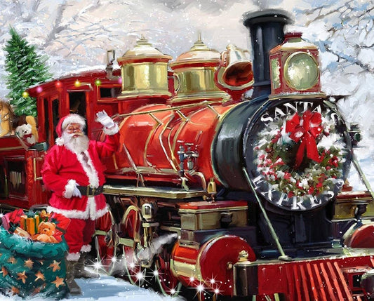 On Board Santa's Express Panel 36" David Textiles Cotton Fabric