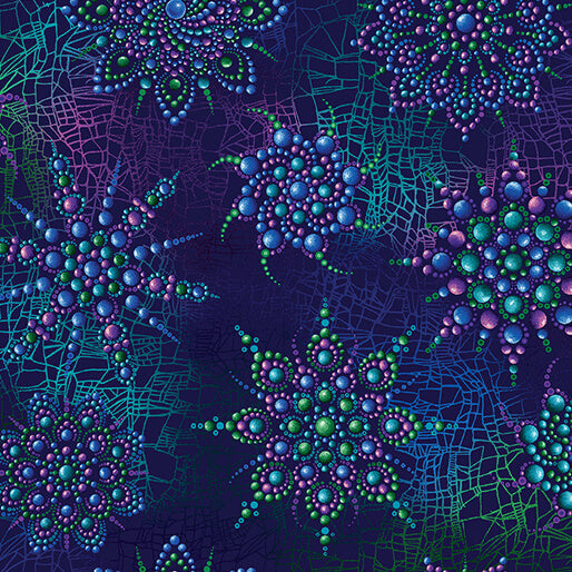 On Dragonfly Wings Cirrus Beaded Medallion Multi Ann Lauer Benartex Cotton Fabric BE-16403-99