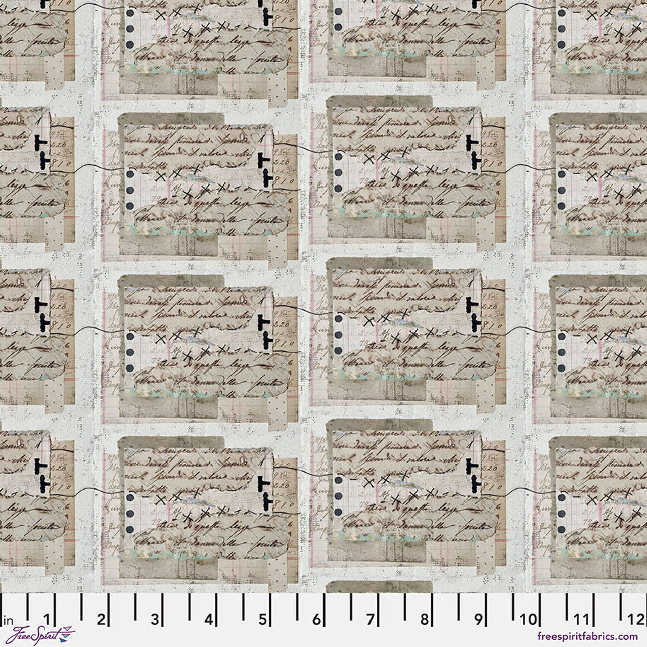 On Your Mark Script Paper Seth Apter Free Spirit Cotton Fabric FS-PWSE042.PAPER