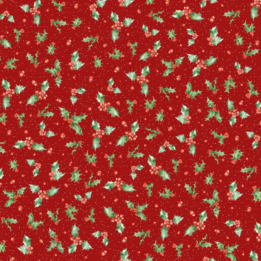 One Snowy Day Holly Red Hannah Dale Maywood Studio Cotton Fabric