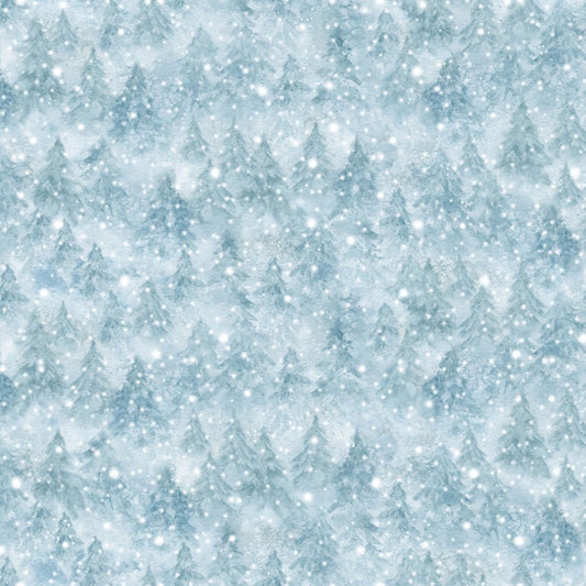 One Snowy Day Snowscape Blue Hannah Dale Maywood Studio Cotton Fabric