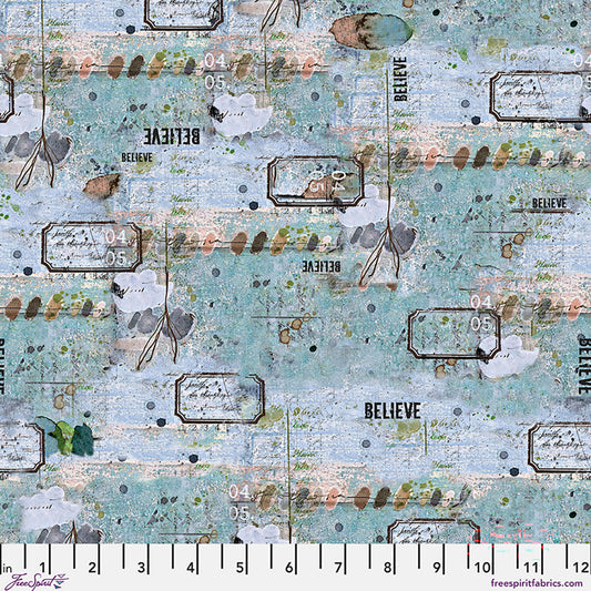 One Layer Away Believe Sky Blue Seth Apter Free Spirit Cotton Fabric FS-PWSE056.SKY