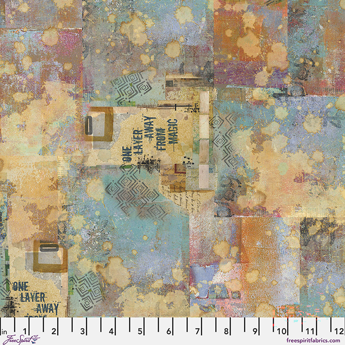 One Layer Away From Magic Kaleidoscope Brown Blue Seth Apter Free Spirit Cotton Fabric FS-PWSE053.KALEIDOSCOPE