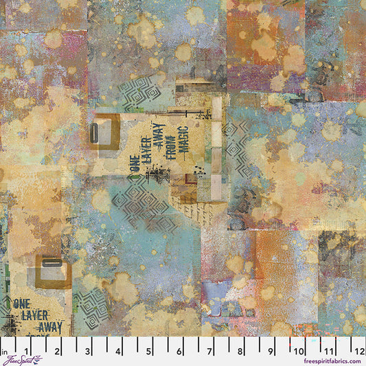 One Layer Away From Magic Kaleidoscope Brown Blue Seth Apter Free Spirit Cotton Fabric FS-PWSE053.KALEIDOSCOPE