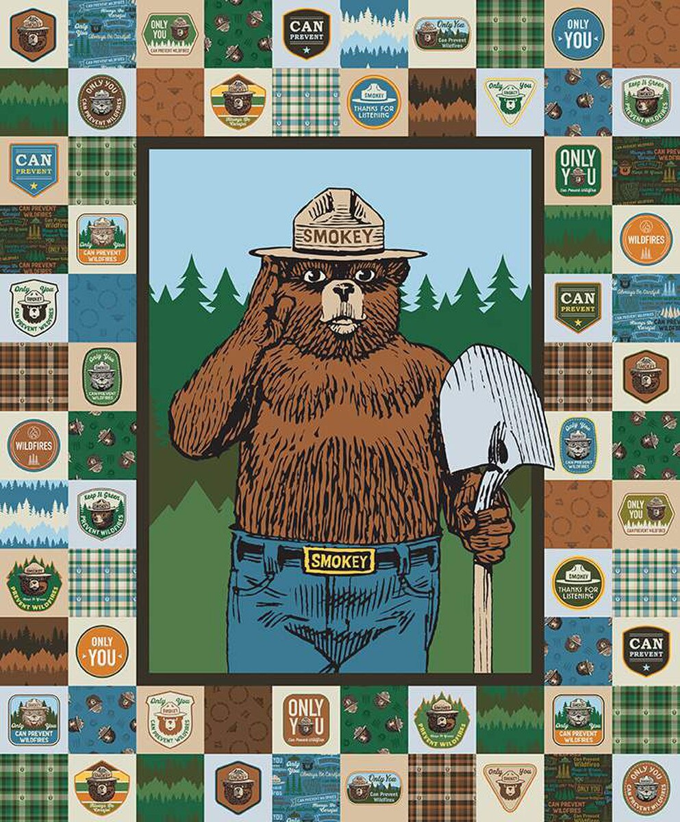 Only You Smokey Bear Panel 36" Riley Blake Designs Cotton Fabric