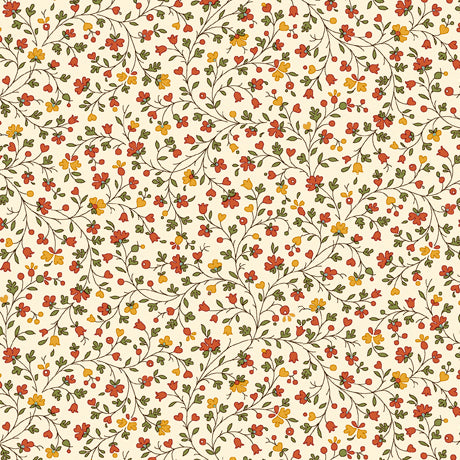 Ophelia Floral and Vine Cream Quilting Treasures Cotton Fabric