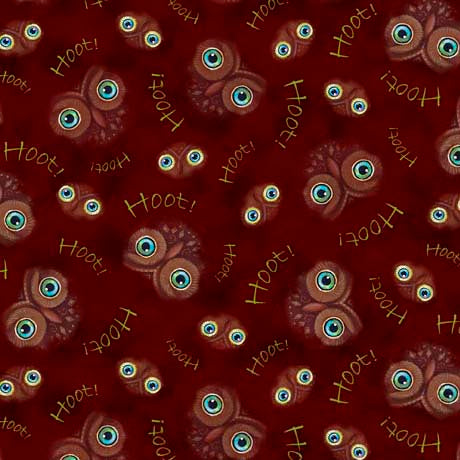 Opulent Owls Hoot & Owl Eyes Brown Marjorie Sarnat Quilting Treasures Cotton Fabric