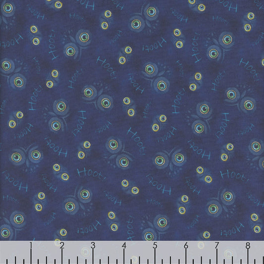 Opulent Owls Hoot & Owl Eyes Navy Blue Marjorie Sarnat Quilting Treasures Cotton Fabric