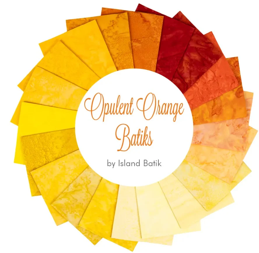 Opulent Orange Fat Quarter Bundles 18"x21" 20 pcs Island Batik Precut Batik Fabric IB-FQ-ISBBAS-OPO
