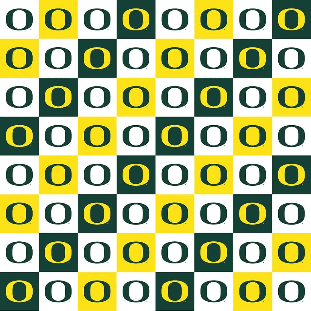 Oregon Ducks NCAA College Mini Blocks- Chess-Like Sykel Cotton Fabric