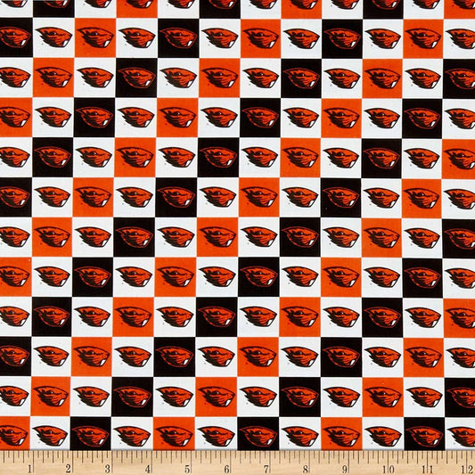 Oregon State Beavers NCAA OS Collegiate Check Sykel Cotton Fabric