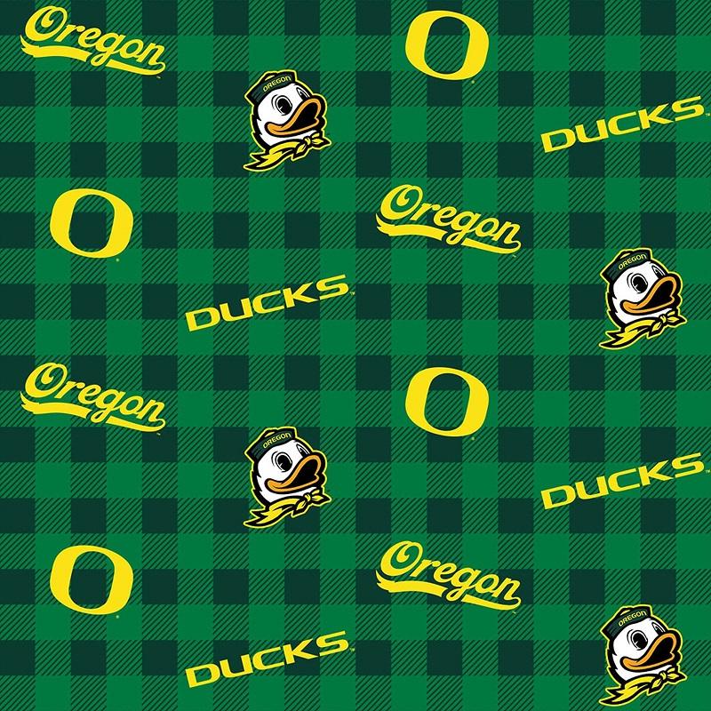 Oregon University Ducks NCAA College Check Sykel FLANNEL Fabric