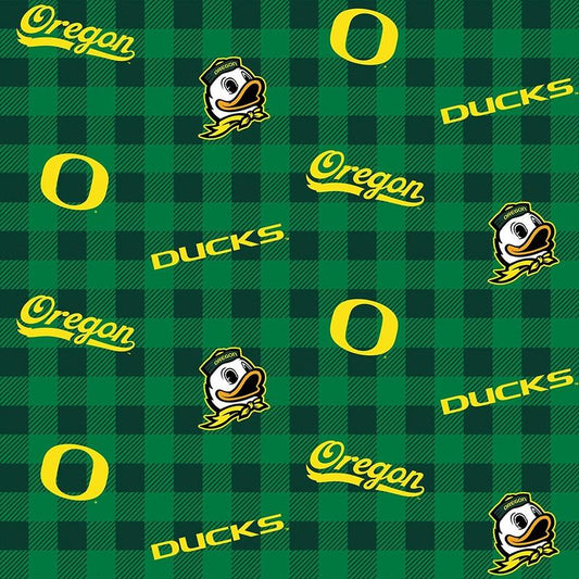 Oregon University Ducks NCAA College Check Sykel FLANNEL Fabric