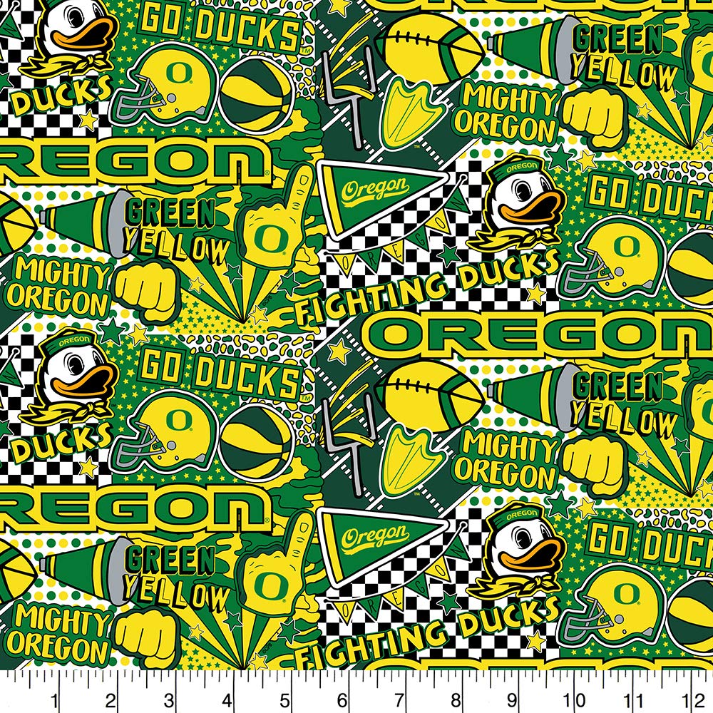 Oregon University Ducks NCAA Pop Art Graffiti Sykel Cotton Fabric