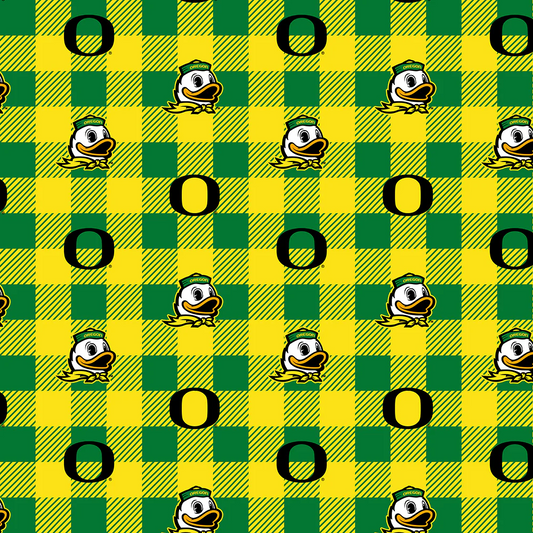 Oregon Ducks NCAA College Buffalo Plaid Sykel Enterprises Polyester FLEECE Fabric OR-1190