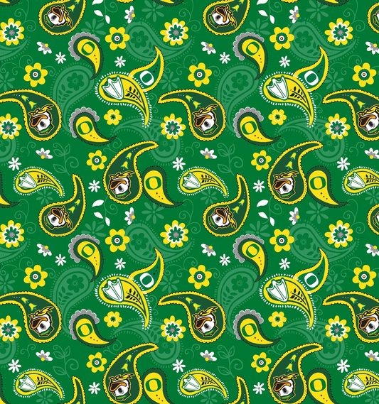 Oregon Ducks NCAA College Paisley Sykel Enterprises Cotton Fabric OR-1200