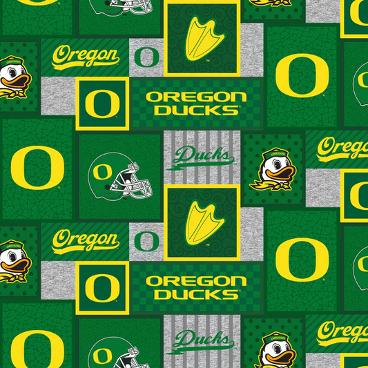 Oregon Ducks NCAA College Patch Sykel Enterprises Polyester FLEECE Fabric OR-1177