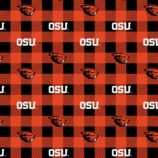 Oregon State Beavers NCAA College Buffalo Plaid Sykel Enterprises Polyester Fleece Fabric OS-1190