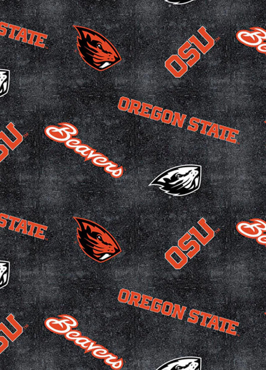 Oregon State Beavers NCAA College Distressed Logo Sykel Enterprises Cotton Flannel Fabric OS-1152