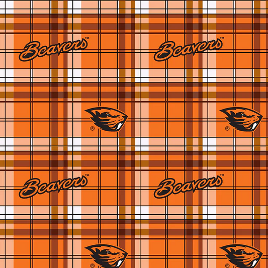 Oregon State Beavers NCAA College Plaid Sykel Enterprises Polyester Fleece Fabric OS-812