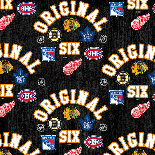 Original Six-Arch NHL Hockey Logo Sykel Enterprises Polyester FLEECE Fabric NHL-1221-ORG6
