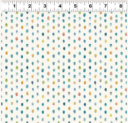 Our World Digital Multi Dots White Kendra Binney Clothworks Cotton Fabric CLT-Y4935-55