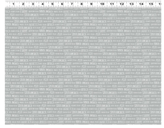 Our World Digital Words Text Grey Kendra Binney Clothworks Cotton Fabric CLT-Y4934-6
