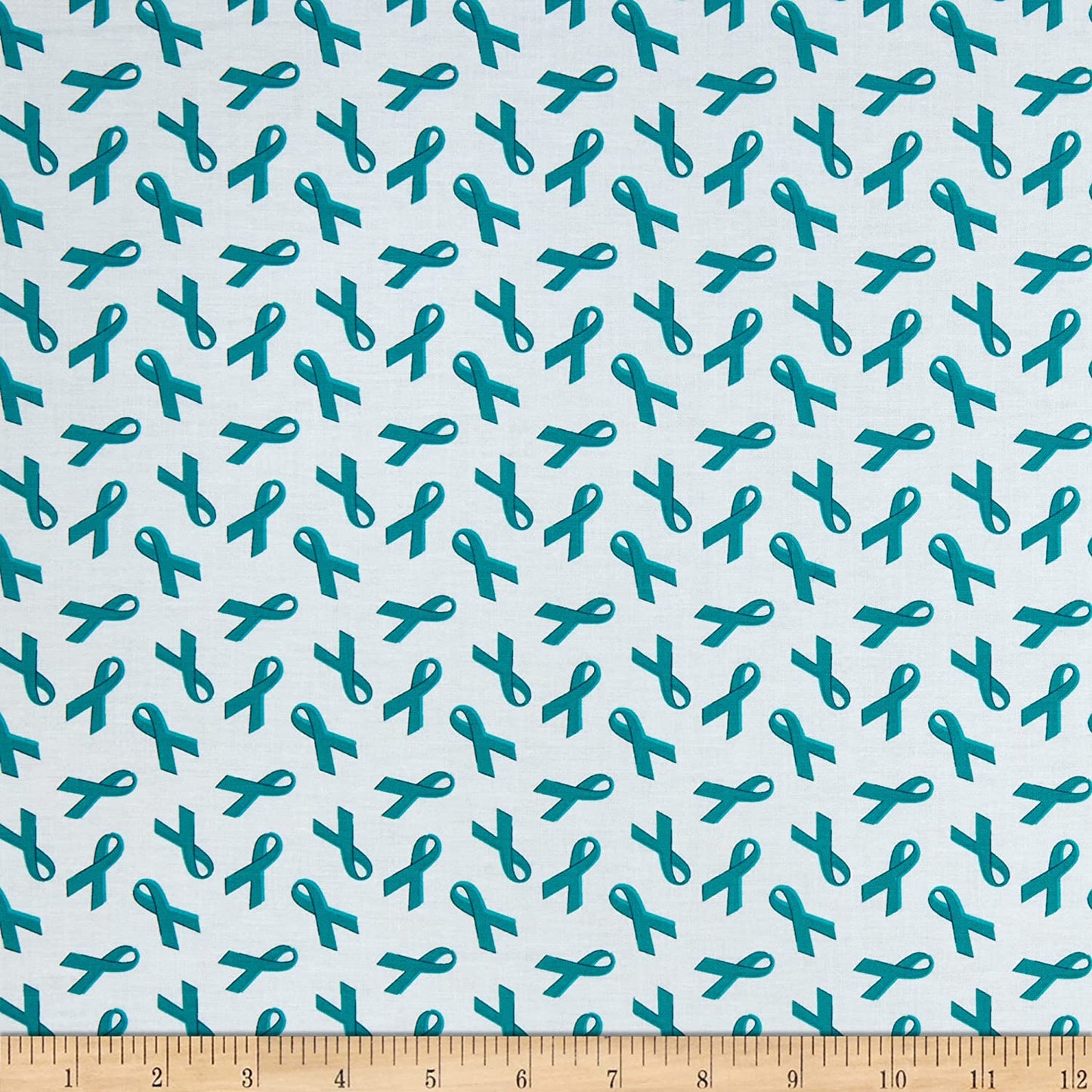 Ovarian Cancer Teal Scroll Metallic Blank Quilting Cotton Fabric