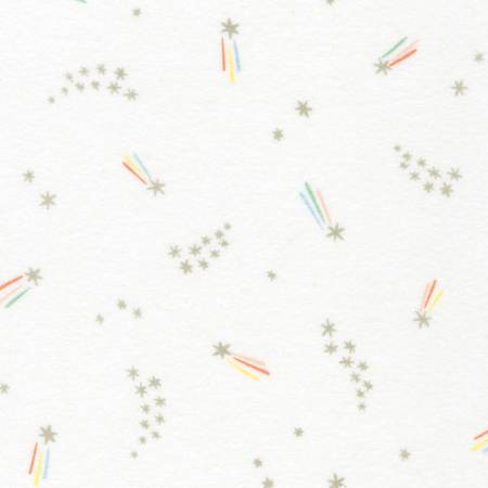 Over the Moon Shooting Stars Pastel White Studio Rk Robert Kaufman Fabric FLANNEL Fabric