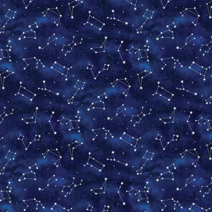 Owl Always Love You Constellations Night Blue Timeless Treasures Cotton Fabric