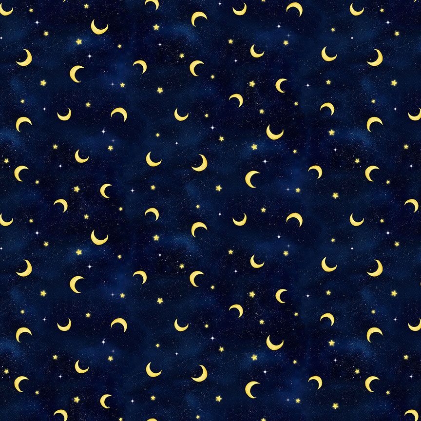Owl Always Love You Moon Stars Navy Blue Timeless Treasures Cotton Fabric TT-Star-CD3243-Navy