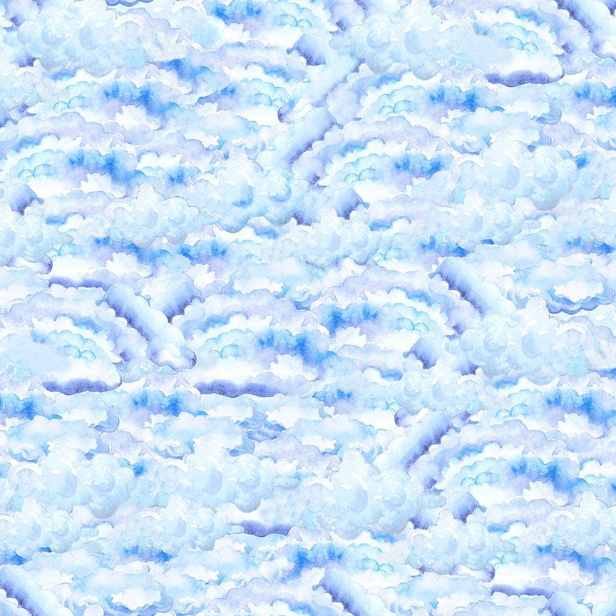 Owl Always Love You Packed Clouds Sky Blue Timeless Treasures Cotton Fabric