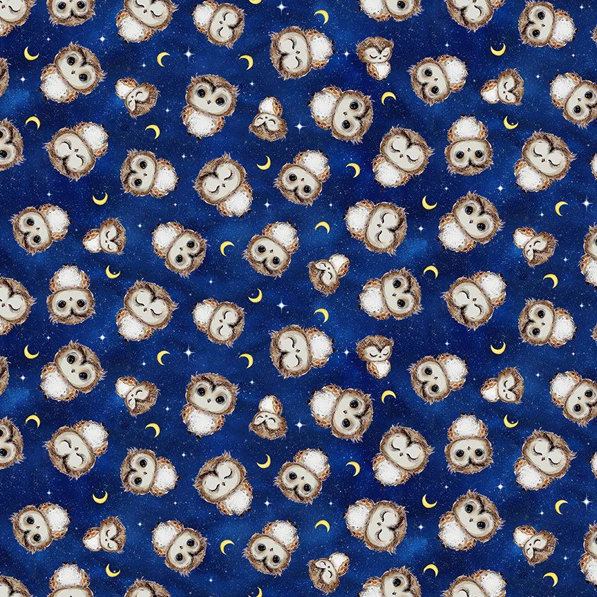 Owl Always Love You Tossed Owls & Moon Night Blue Timeless Treasures Cotton Fabric TT-Star-CD3296-Night