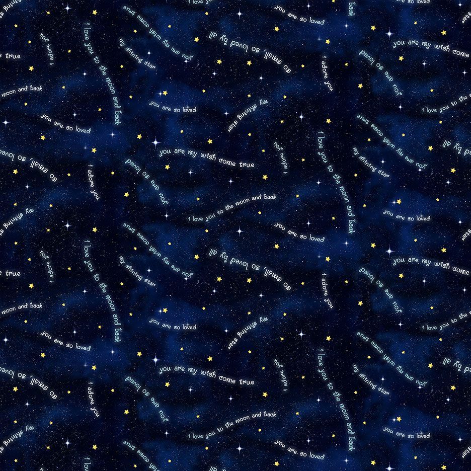 Owl Always Love You Words in the Sky Navy Blue Timeless Treasures Cotton Fabric TT-Star-CD3244-Navy