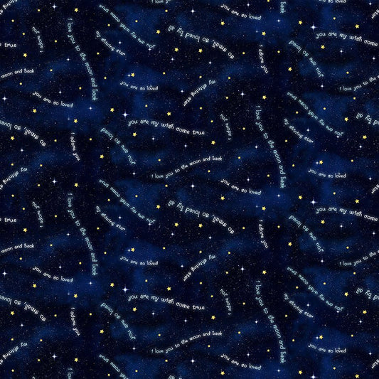 Owl Always Love You Words in the Sky Navy Blue Timeless Treasures Cotton Fabric