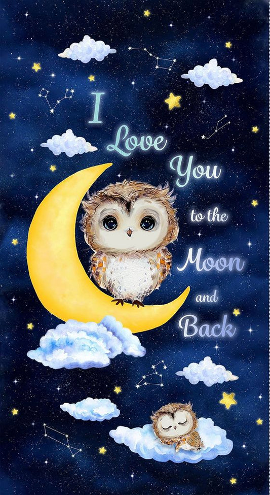 Owl Always Love You you Panel 24" Navy Blue Timeless Treasures Cotton Fabric