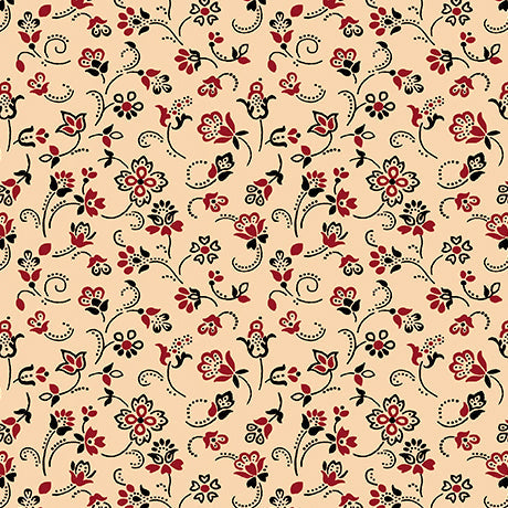 Oxford Archival Flower with Dotted Scroll Cream Quilting Treasures Cotton Fabric QT-2600-24851-E