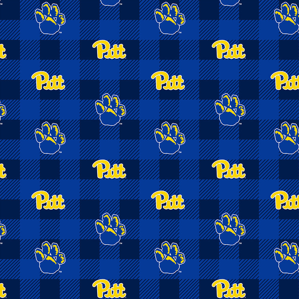 Pittsburgh Panthers NCAA College Buffalo Plaid Sykel Enterprises Polyester Fleece Fabric PITT-1190