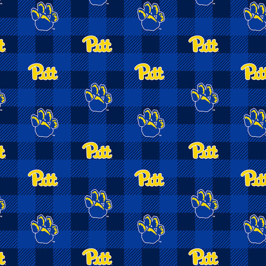 Pittsburgh Panthers NCAA College Buffalo Plaid Sykel Enterprises Polyester Fleece Fabric PITT-1190