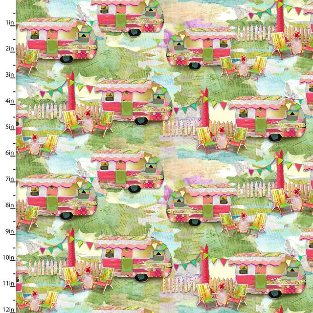 My Happy Place RV Camper Chairs Multi Connie Haley 3 Wishes Cotton Fabric