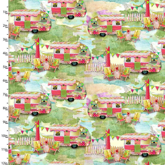 My Happy Place RV Camper Chairs Multi Connie Haley 3 Wishes Cotton Fabric