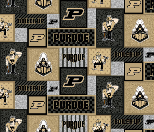 Purdue Boilermakers NCAA College Patch Sykel Enterprises Polyester FLEECE Fabric PU-1177