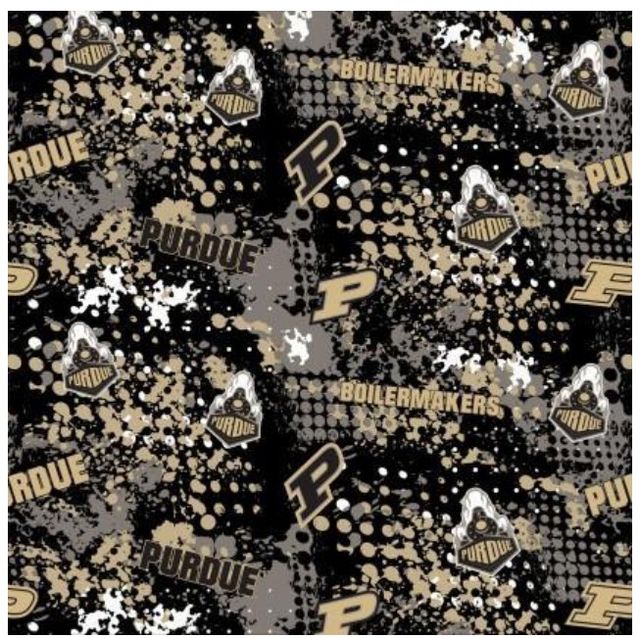 Purdue Boilermakers NCAA College Splatter Sykel Cotton Fabric